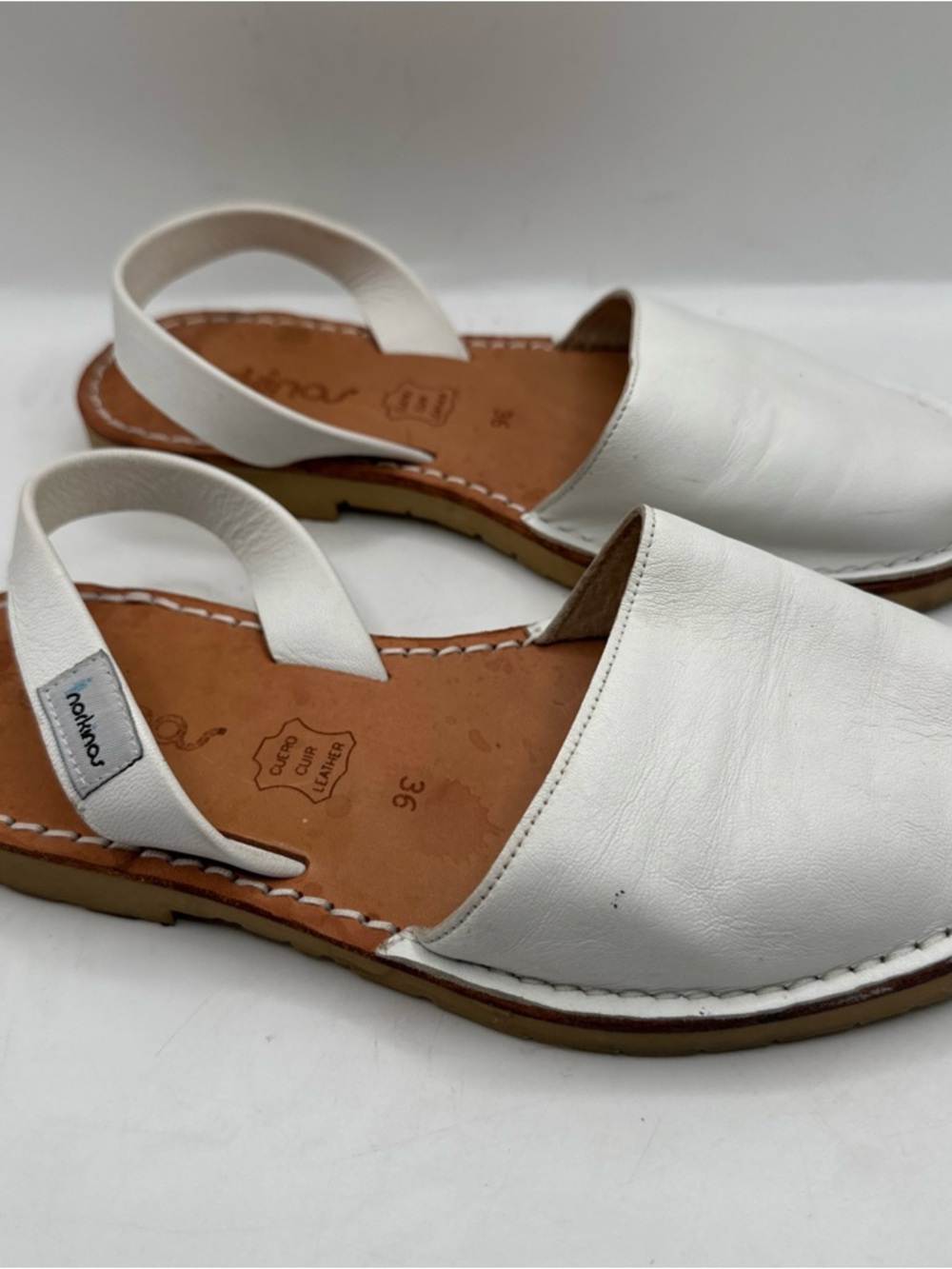 Norkinas Women’s White Slingback Leather Spain Sandals - Picture 4 of 12